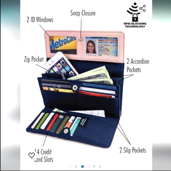 NWOT Nautica Money Manager RFID Wallet in pink and navy - never used - Picture 16 of 16